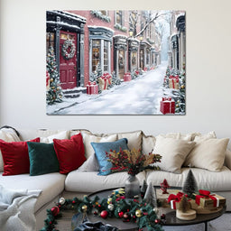 Snowy Carol Lane Holiday Cheer - NicheCanvas