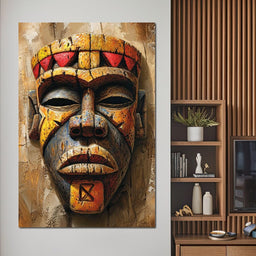 Ancient Tribal Mask Vibrance 40x60 - NicheCanvas