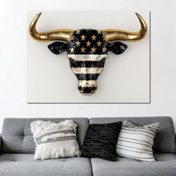 Majestic Gold Horned Bull - NicheCanvas