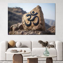 Om Mountain Stone Aum Sign - NicheCanvas