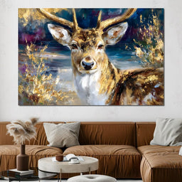 Golden Stag Forest Majesty - NicheCanvas