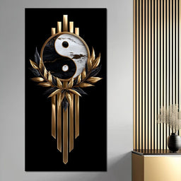 Golden Yin Yang Marble Elegance - NicheCanvas