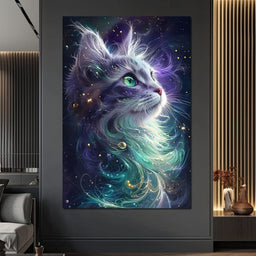 Starlit Feline Nebula Dreams - NicheCanvas