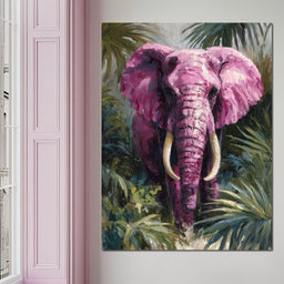 Magenta Elephant Jungle Glory - NicheCanvas