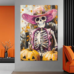 Wild West Pumpkin Skeleton Spirit - NicheCanvas