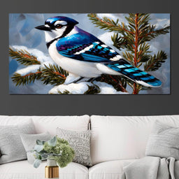 Winter Songbird on Pines - NicheCanvas