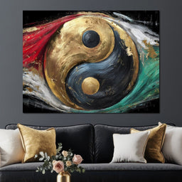 Golden Yin Yang Celestial Balance - NicheCanvas