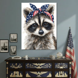 Patriotic Bandana Raccoon - NicheCanvas