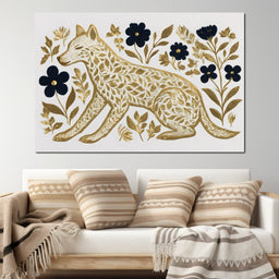 Golden Fox Botanical Night - NicheCanvas