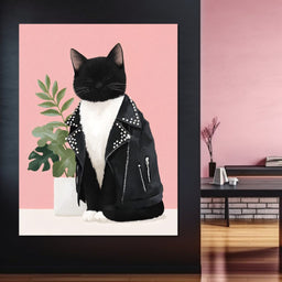 Rebel Feline Fashion Portrait - NicheCanvas