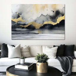 Golden Peaks Abstract Mist - NicheCanvas