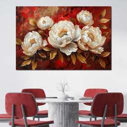 Golden Petals on Fiery Bloom - NicheCanvas