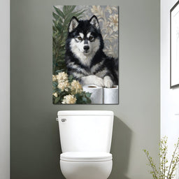 Malamute Bathroom Guardian - NicheCanvas