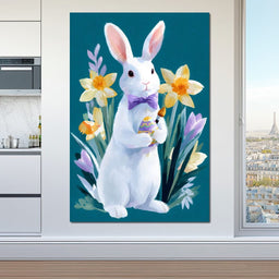 Easter Bunny With Daffodils - NicheCanvas