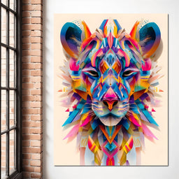 Vivid Geometric Lion Majesty - NicheCanvas