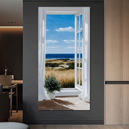 Open Window Ocean Breeze View - NicheCanvas