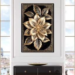 Gilded Petals on Obsidian Fields - NicheCanvas
