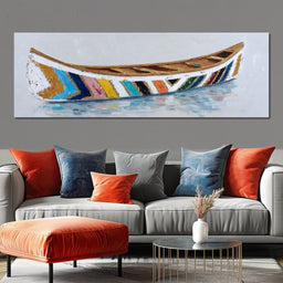 Colorful Canoe Reflections Calm - NicheCanvas