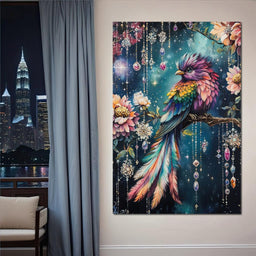 Enchanted Jewel Toned Bird Fantasy - NicheCanvas