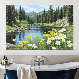 Alpine River Wildflower Glow - NicheCanvas