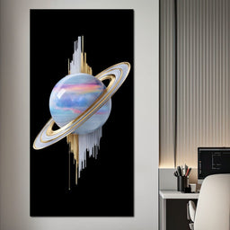 Cosmic Saturn Rings of Radiance - NicheCanvas