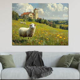 Meadow Sheep by the Countryside - NicheCanvas