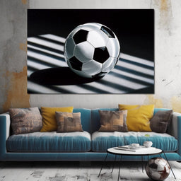 Soccer Ball Shadow Stripes - NicheCanvas