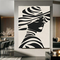 Monochrome Elegance Lady Silhouette - NicheCanvas