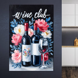 Wine Club Floral - NicheCanvas