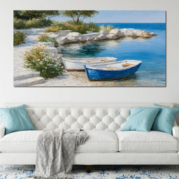 Tranquil Coastal Rowboats Escape - NicheCanvas
