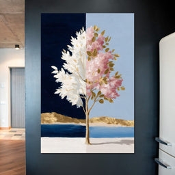 Golden Blossom Day Night Fusion - NicheCanvas