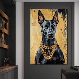 Bold Dog in Gold - NicheCanvas