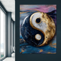 Golden Yin Yang Balance Flow - NicheCanvas