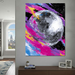 Neon Disco Moon Parade - NicheCanvas