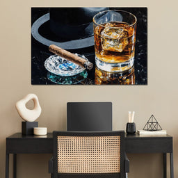 Whiskey Night Silhouette - NicheCanvas