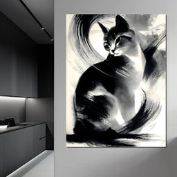 Inkbrush Noir Feline Reverie - NicheCanvas