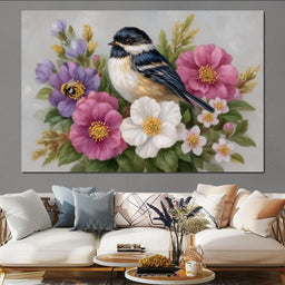 Chickadee Garden Blossom Song - NicheCanvas