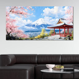 Cherry Blossom Mountain Retreat - NicheCanvas