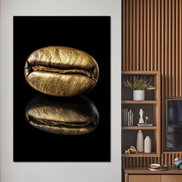 Golden Coffee Bean Reflection - NicheCanvas