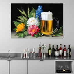 Golden Brew With Blossoms - NicheCanvas