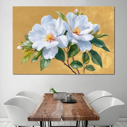 Golden Gardenia Duet Blooming - NicheCanvas