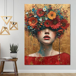 Bloomed Silence in Gold - NicheCanvas