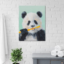 Playful Panda Toothbrush Moment - NicheCanvas