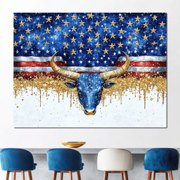 Stars and Stripes Bull Odyssey - NicheCanvas