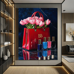 Crimson Nail Polish & Tulip Adornments - NicheCanvas