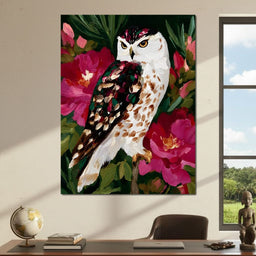 Owl Garden Bloom Portrait - NicheCanvas
