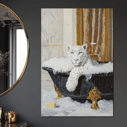 Majestic Snow Leopard Soak in Luxury - NicheCanvas