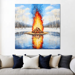 Winter Flames Reflecting - NicheCanvas