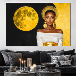 Golden Moon Goddess Portrait - NicheCanvas