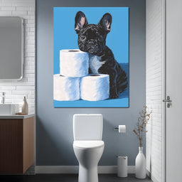Frenchie Guarding Toilet Rolls - NicheCanvas